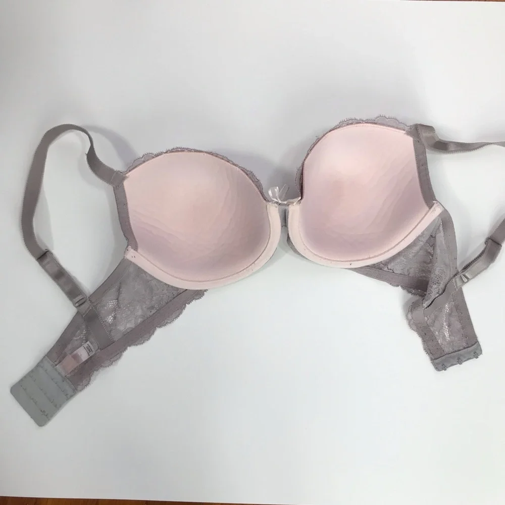 Victoria’s Secret Angels Lace Underwire Bra 34DD Mauve Floral Lace Lined Cups